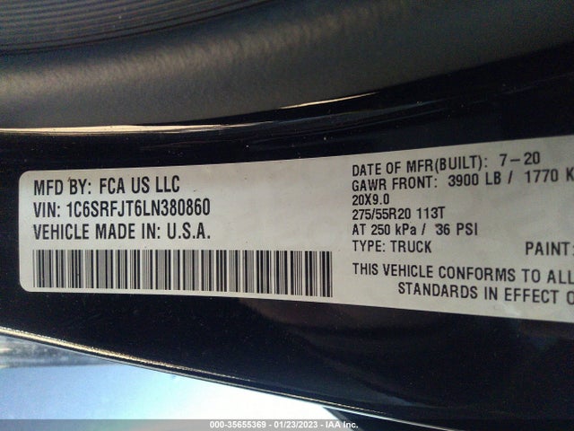 1C6SRFJT6LN380860 RAM 1500 Laramie