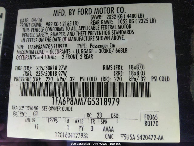 Ford Mustang V6 2016 1FA6P8AM7G5318979 Image 11