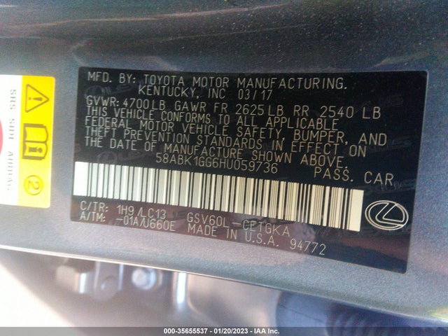 2017 Lexus ES, VIN: 58ABK1GG6HU059736
