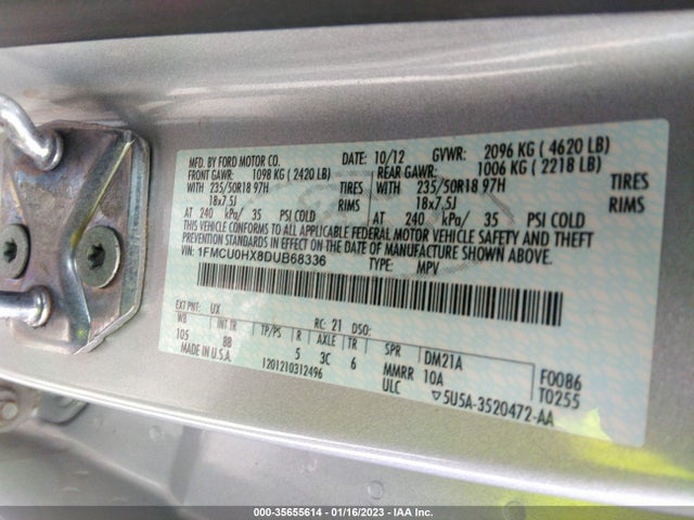 2013 FORD ESCAPE SEL VIN: 1FMCU0HX8DUB68336