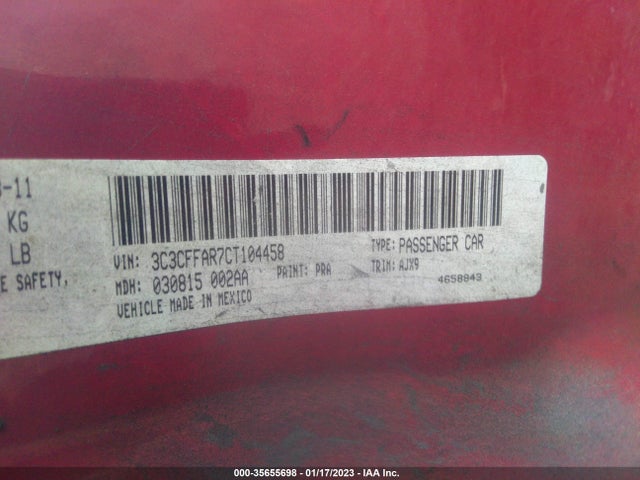 3C3CFFAR7CT104458 Fiat 500
