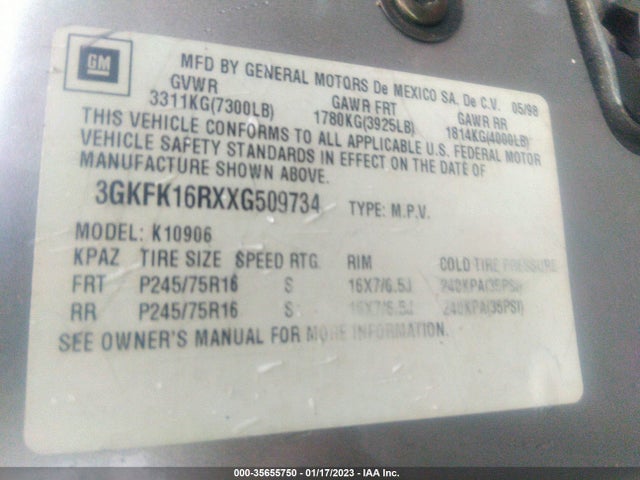 GMC Suburban 1999 3GKFK16RXXG509734 Image 9