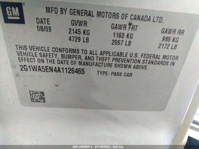 2010 CHEVROLET IMPALA LS VIN: 2G1WA5EN4A1126465