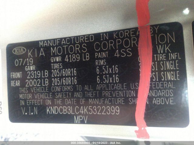 KNDCB3LC4K5322399 KIA NIRO LX