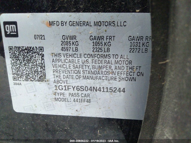 2022 Chevrolet Bolt EUV, VIN: 1G1FY6S04N4115244