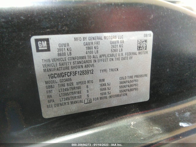 2015 Chevrolet Express, VIN: 1GCWGFCF3F1283912