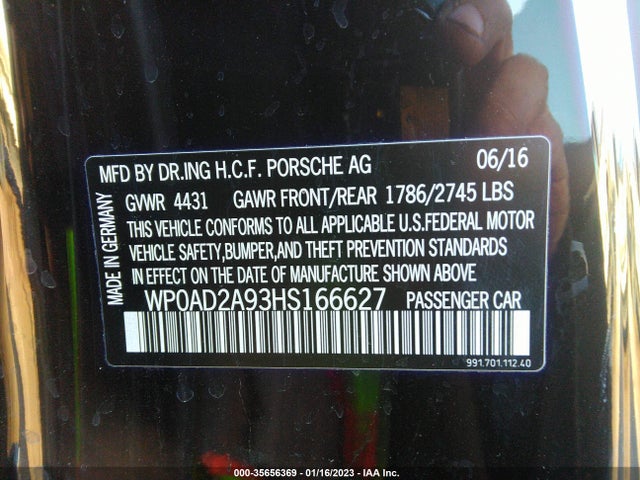 2017 Porsche 911, VIN: WP0AD2A93HS166627