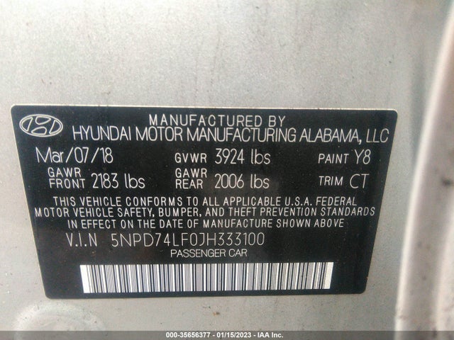 Hyundai ELANTRA SE 2018 5NPD74LF0JH333100 Image 9