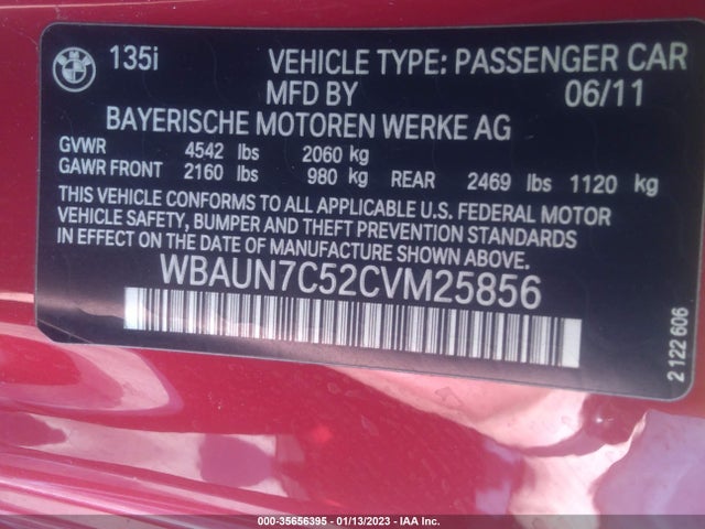 BMW 1 Series 135i 2012 WBAUN7C52CVM25856 Image 9