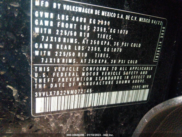 2022 Volkswagen Taos, VIN: 3VVLX7B22NM072145