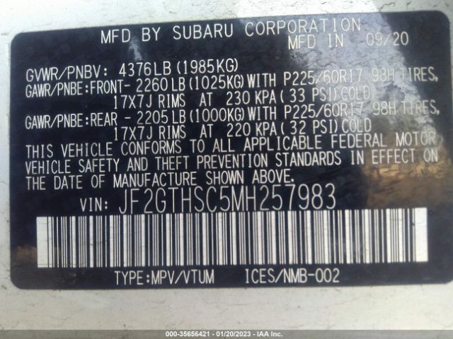 JF2GTHSC5MH257983 Subaru Crosstrek Sport