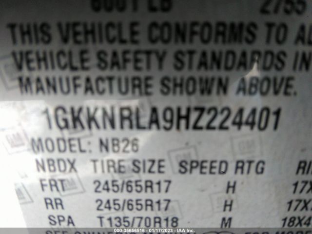 1GKKNRLA9HZ224401 GMC ACADIA SLE