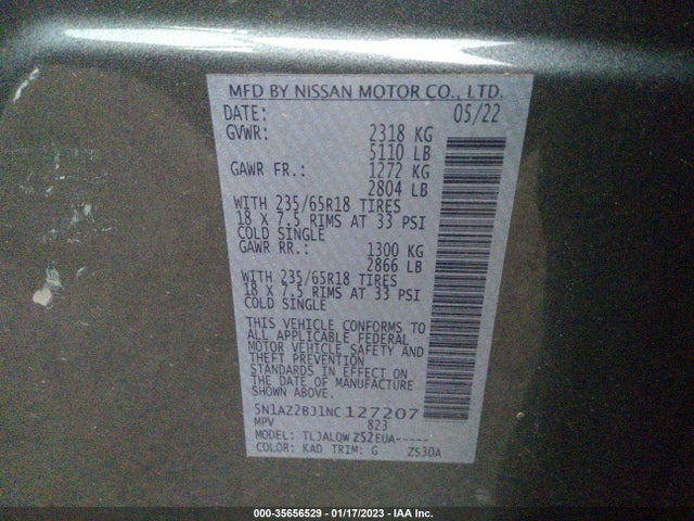 2022 Nissan Murano, VIN: 5N1AZ2BJ1NC127207