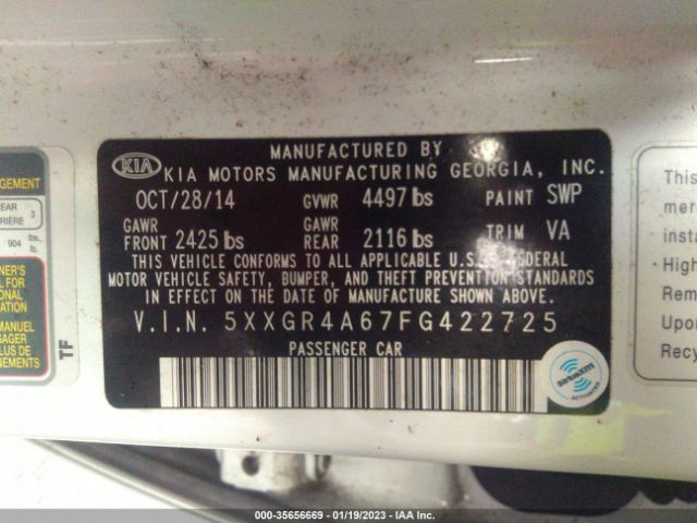 5XXGR4A67FG422725 KIA Optima Sx Turbo