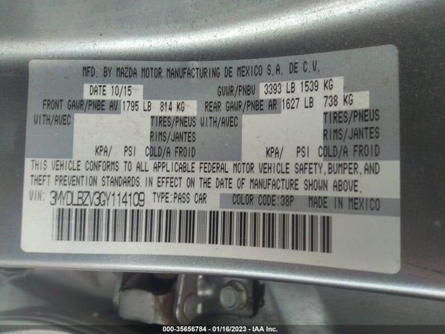 2016 Scion IA, VIN: 3MYDLBZV3GY114109