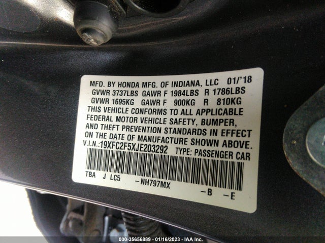 Honda Civic Sedan Lx 2018 19XFC2F5XJE203292 Image 10