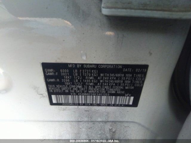 4S4WMAFD8K3461359 Subaru Ascent Premium