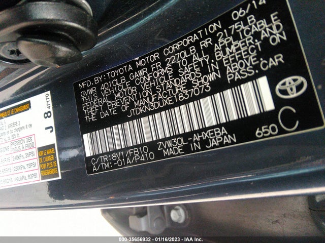 Toyota Prius Four/five/three/one/two 2014 JTDKN3DUXE1837073 Image 11