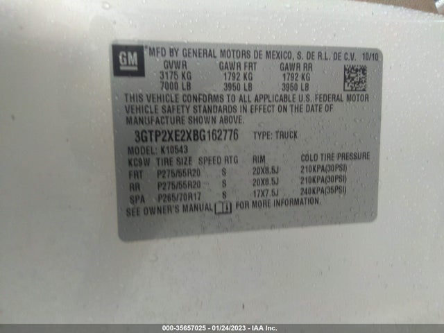 GMC Sierra 1500 Denali 2011 3GTP2XE2XBG162776 Image 9