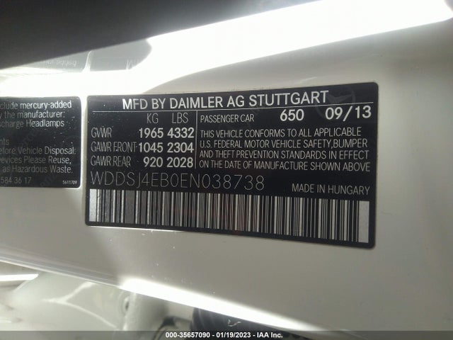 2014 MERCEDES-BENZ CLA-CLASS CLA 250 VIN: WDDSJ4EB0EN038738