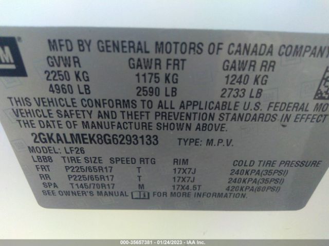 2GKALMEK8G6293133 GMC Terrain Sle