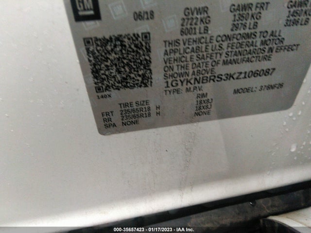 2019 Cadillac XT5, VIN: 1GYKNBRS3KZ106087