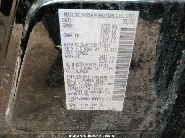 2020 Nissan Pathfinder, VIN: 5N1DR2BM6LC603875