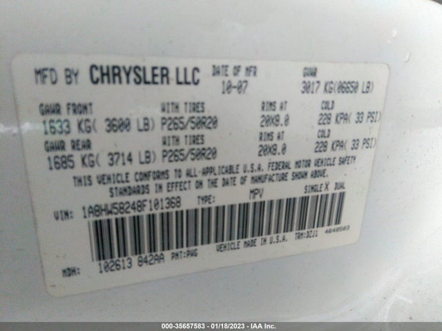 1A8HW58248F101368 Chrysler Aspen Limited