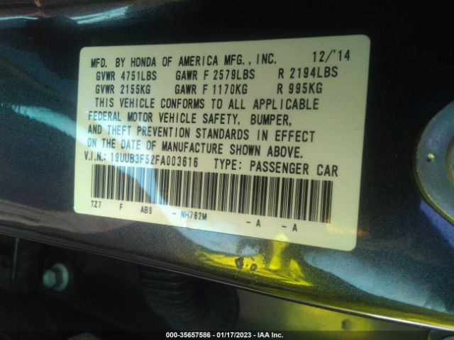 19UUB3F52FA003616 Acura Tlx V6 Tech