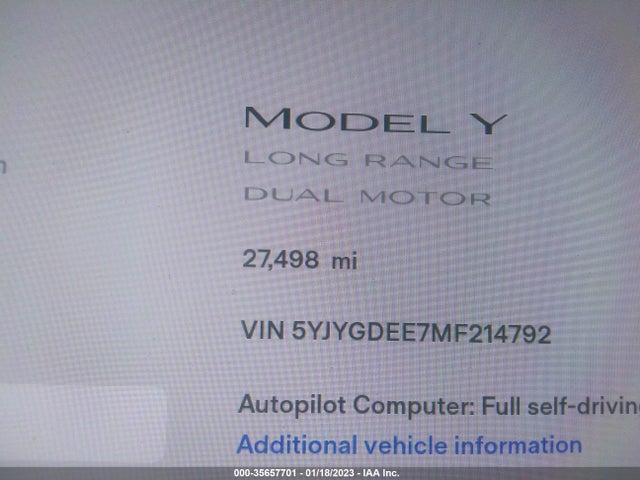 Tesla Model Y Long Range 2021 5YJYGDEE7MF214792 Image 8