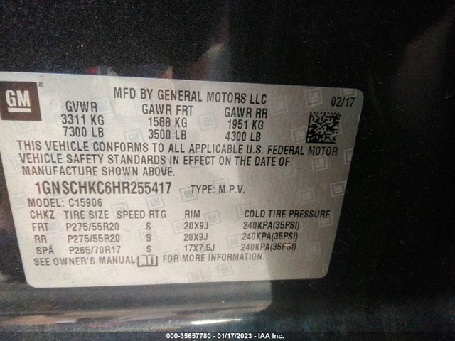 Chevrolet Suburban Lt 2017 1GNSCHKC6HR255417 Image 9
