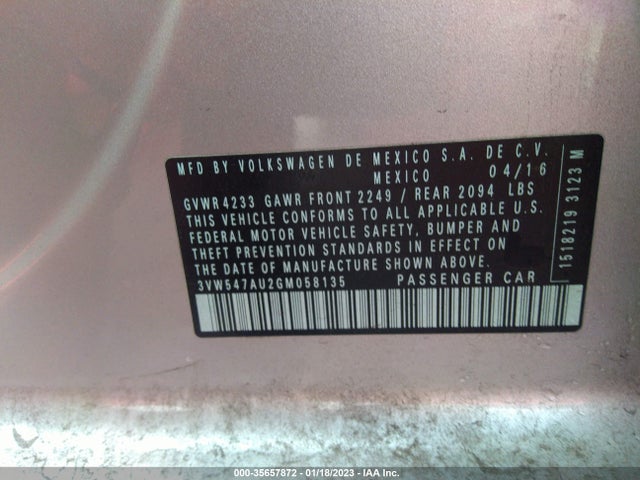 2016 Volkswagen GTI, VIN: 3VW547AU2GM058135