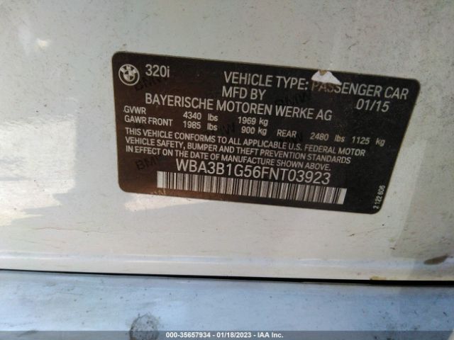 WBA3B1G56FNT03923 BMW 3 Series 320i