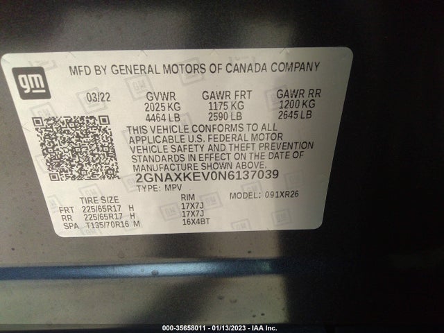Chevrolet EQUINOX LT 2022 2GNAXKEV0N6137039 Image 9