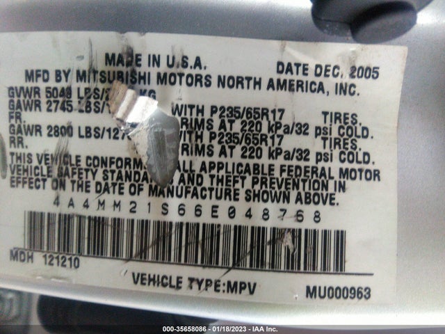 4A4MM21S66E048768 Mitsubishi Endeavor Ls