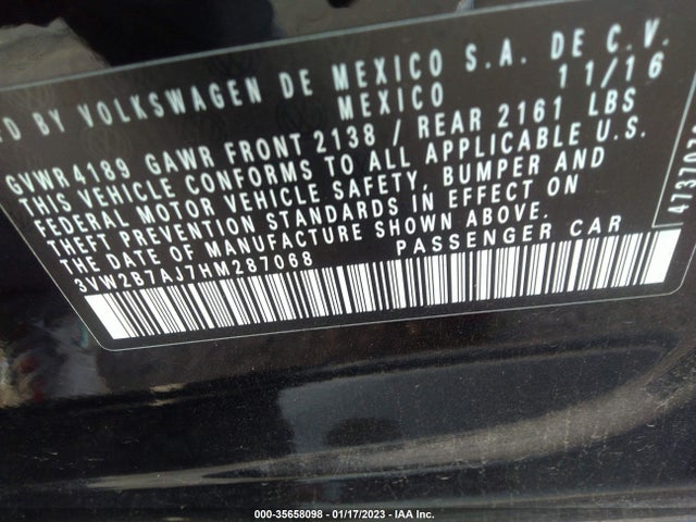 3VW2B7AJ7HM287068 Volkswagen Jetta 1.4t S