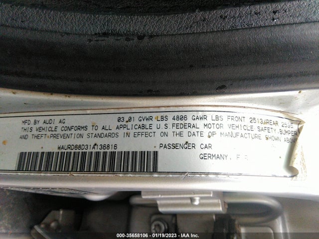 Audi S4 2001 WAURD68D31A136816 Image 10