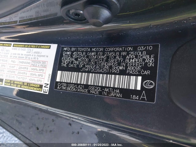 Lexus IS 250C 2010 JTHFF2C26A2511993 Image 11