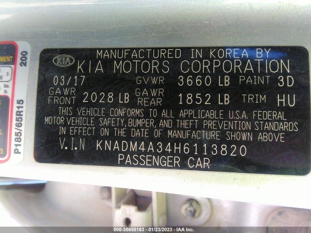 KIA Rio 2017 KNADM4A34H6113820 Image 22