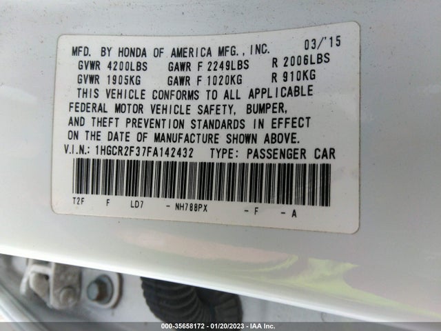 2015 Honda Accord, VIN: 1HGCR2F37FA142432