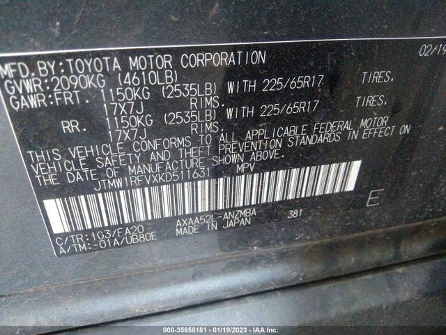 Toyota RAV4 2019 JTMW1RFVXKD511631 Image 11