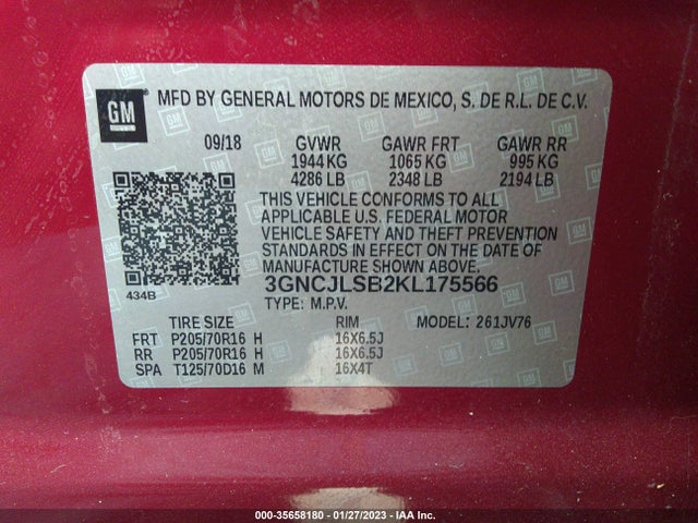 Chevrolet Trax Lt 2019 3GNCJLSB2KL175566 Image 10