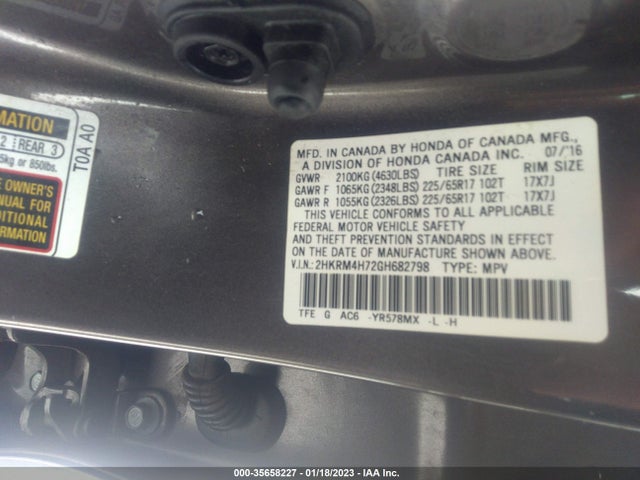 2016 Honda CR-V, VIN: 2HKRM4H72GH682798