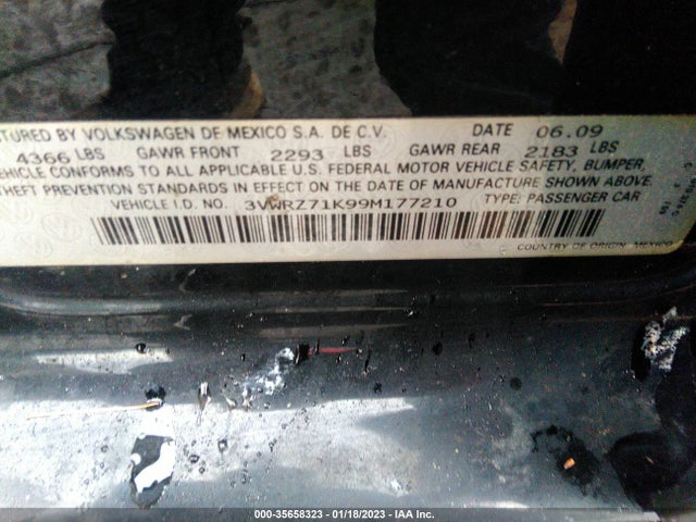 2009 VOLKSWAGEN JETTA SEDAN SE VIN: 3VWRZ71K99M177210