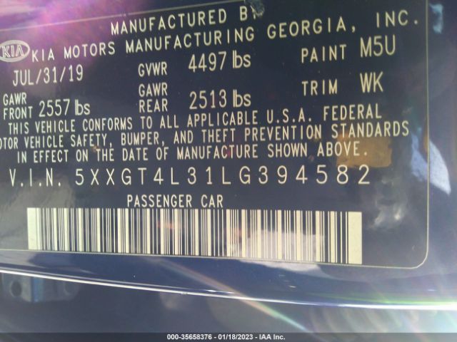 5XXGT4L31LG394582 KIA Optima Lx