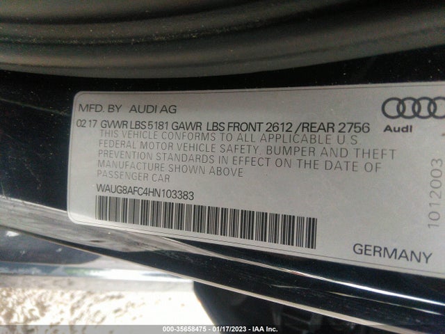 WAUG8AFC4HN103383 Audi A6 Premium Plus