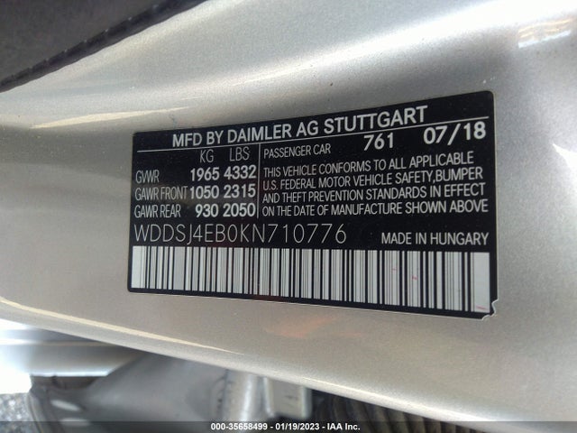 2019 Mercedes-Benz CLA-Class, VIN: WDDSJ4EB0KN710776