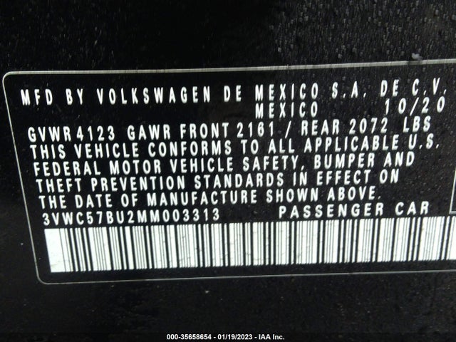 2021 VOLKSWAGEN JETTA S/SE/R-LINE VIN: 3VWC57BU2MM003313