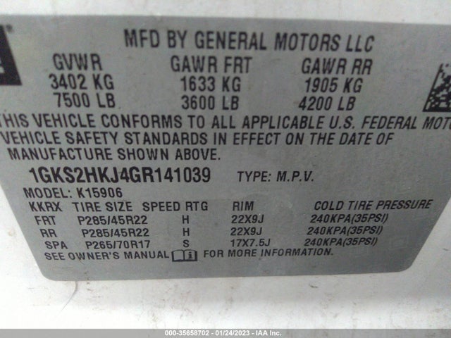 2016 GMC Yukon XL, VIN: 1GKS2HKJ4GR141039