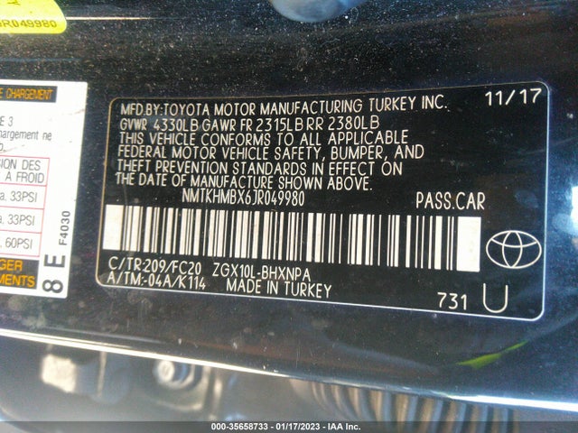 2018 Toyota CH-R, VIN: NMTKHMBX6JR049980